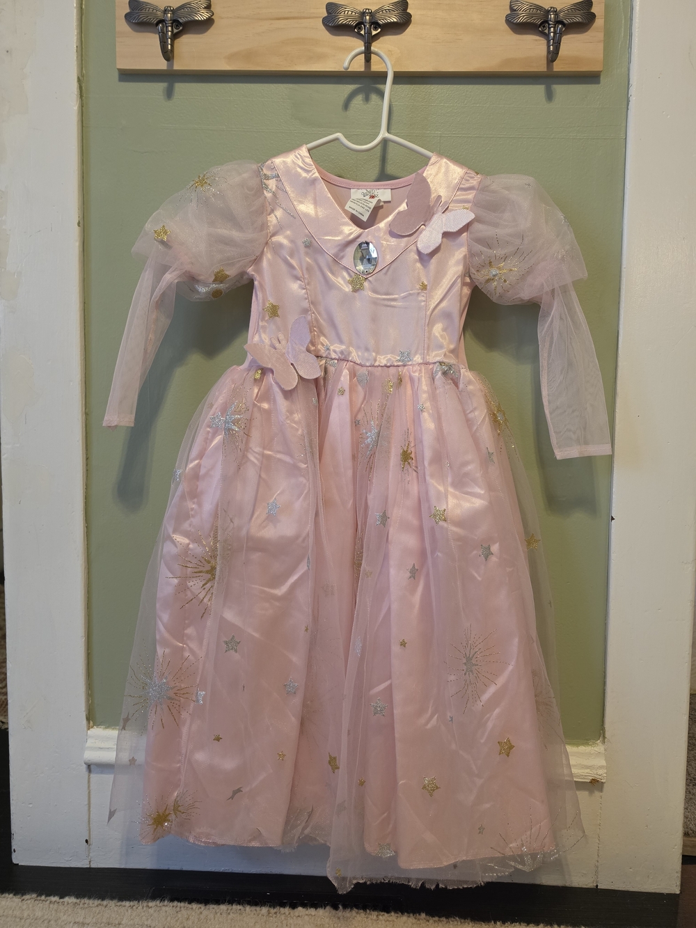Glinda Wizard Of Oz Girls Princess Costume Dress with Jewel Accent